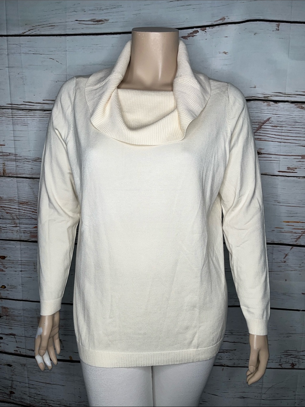 Belle by Kim Gravel Size XL Cream Cowl Neckline Sweater Top